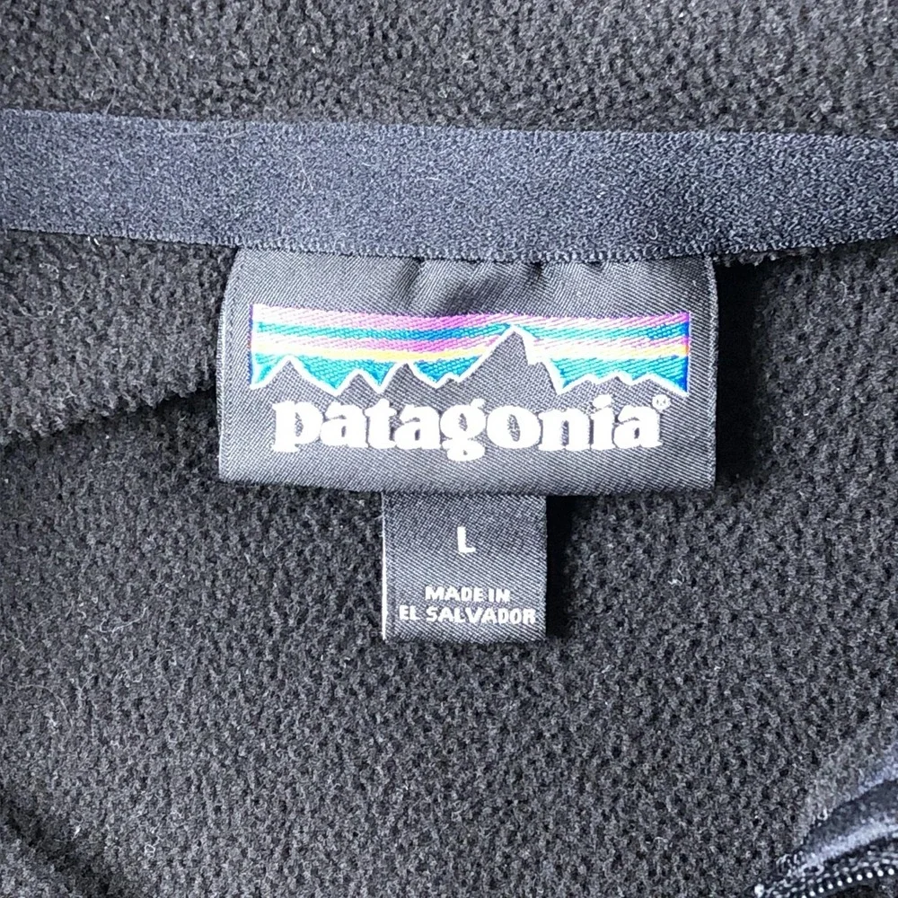 Patagonia Jacket Mens Large Black Fleece 1/4 Zip Pullover Outdoor Hiking‎